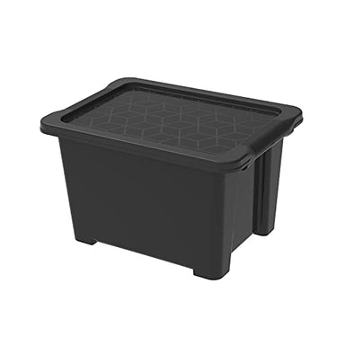 Rotho Evo Easy Aufbewahrungsbox 44l mit Deckel, Kunststoff (PP recycelt), schwarz, 44l (58.5 x 39.0 x 27.9 cm) im Sale
